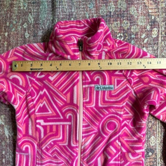 Small 7/8 Columbia Kids Pink Patterned Fleece Jacket - Picture 4 of 11